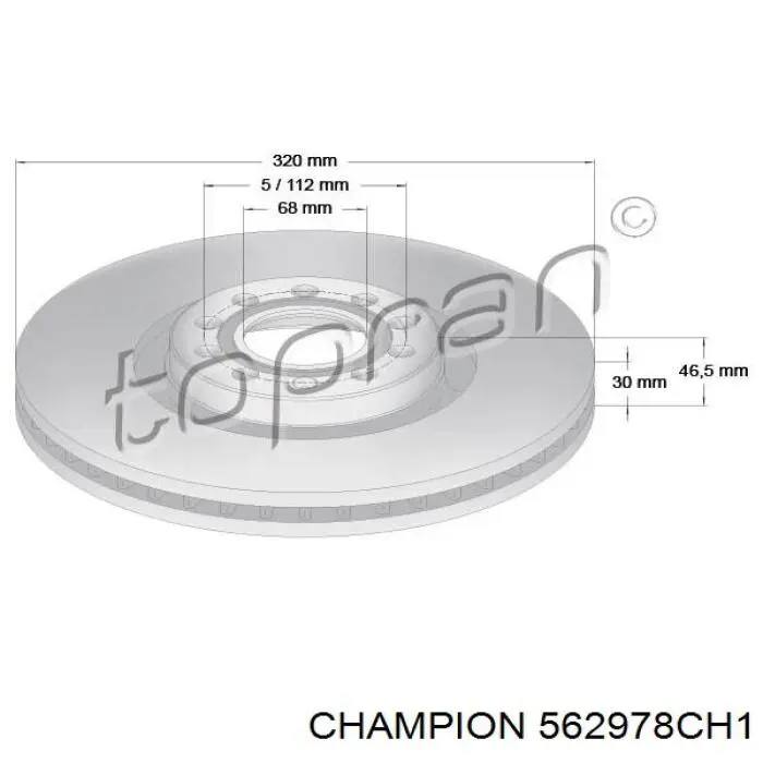 562978CH1 Champion диск гальмівний передній