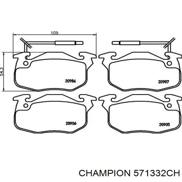 Колодки гальмівні передні, дискові 571332CH Champion