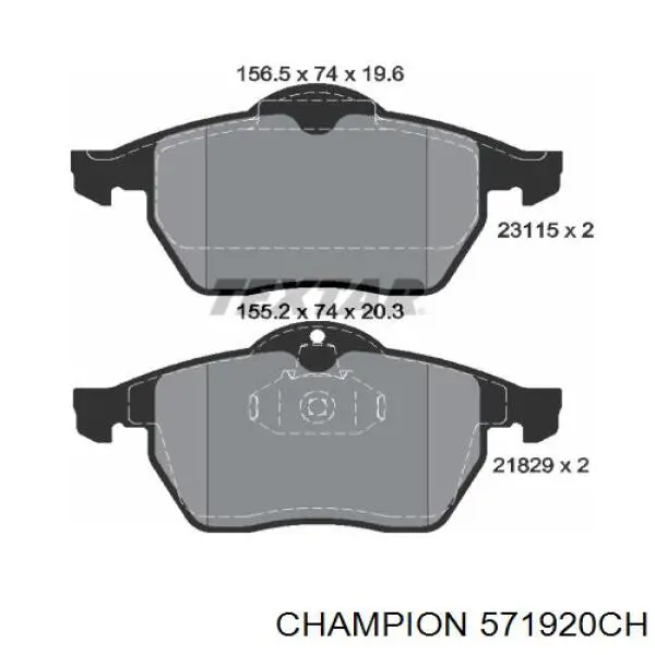 Колодки гальмівні передні, дискові 571920CH Champion