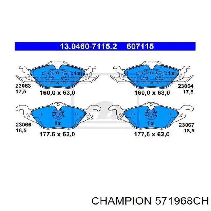 571968CH Champion колодки гальмівні передні, дискові