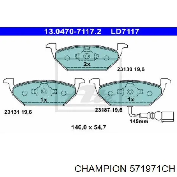 Гальмівні колодки Champion 571971CH ціна, від 18.96 USD