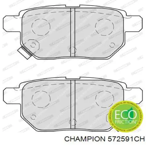 Колодки гальмові задні, дискові 572591CH Champion