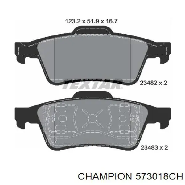 Задні гальмівні колодки Champion 573018CH ціна, від 13.83 USD