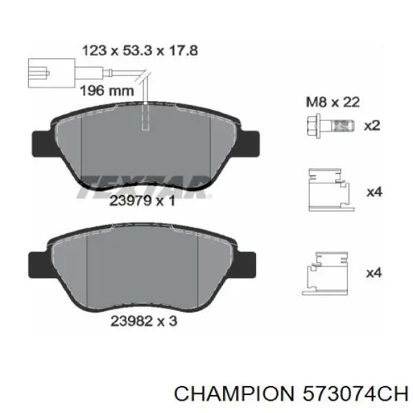 Купити 573074CH Champion Колодки гальмівні передні, дискові