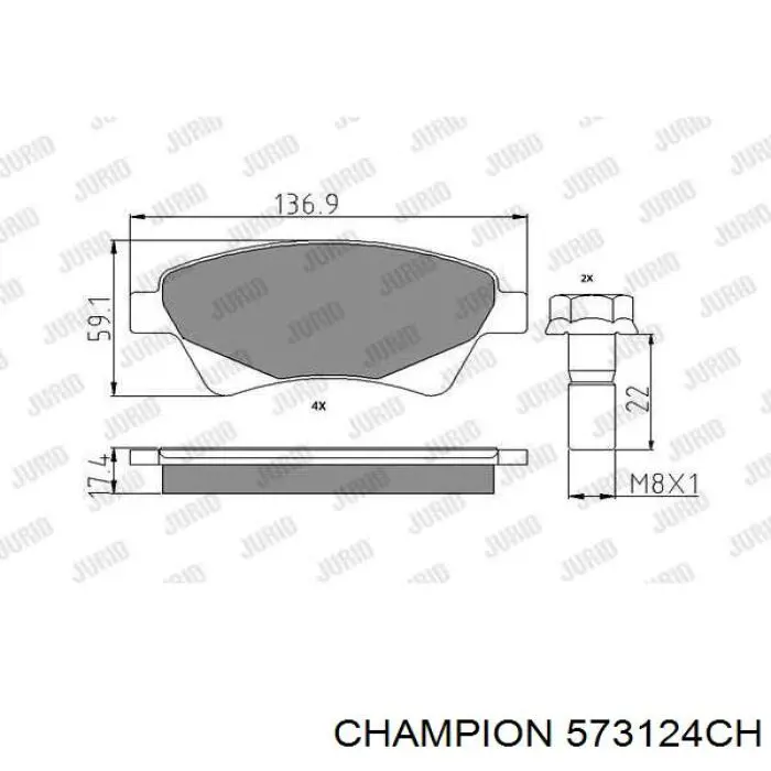 Передні тормозні колодки 573124CH Champion