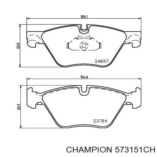 Гальмівні колодки Champion 573151CH ціна, від 27.83 USD