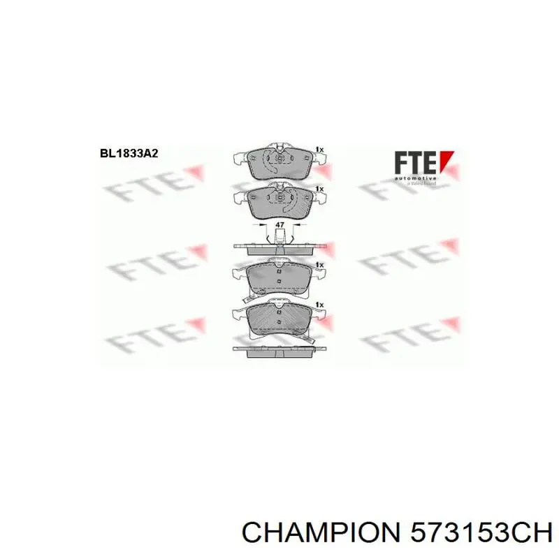 Гальмівні колодки Champion 573153CH ціна, від 22.25 USD
