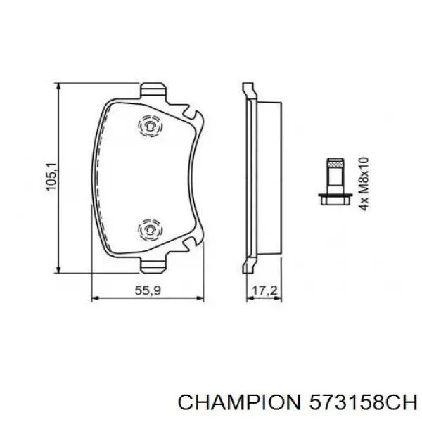 Задні гальмівні колодки 573158CH Champion
