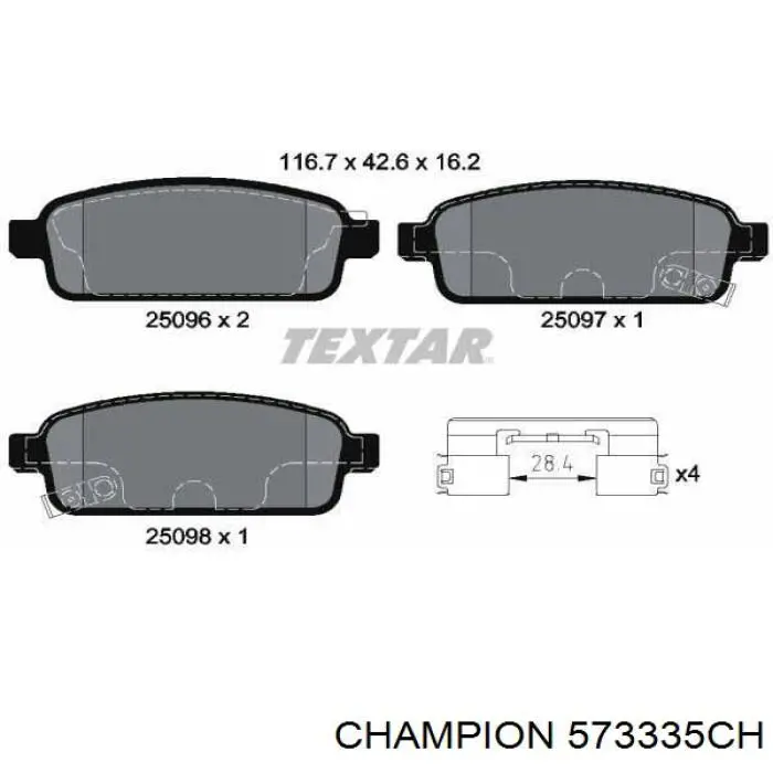 Задні дискові колодки Champion 573335CH