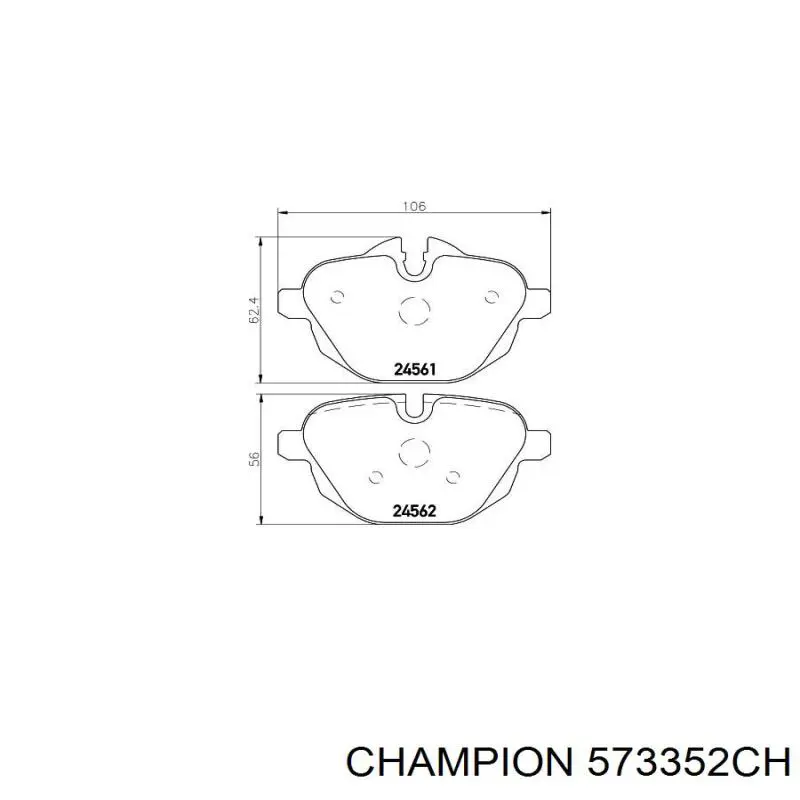 Задні дискові колодки Champion 573352CH