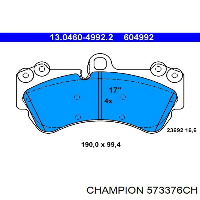 Тормозні колодки Champion 573376CH