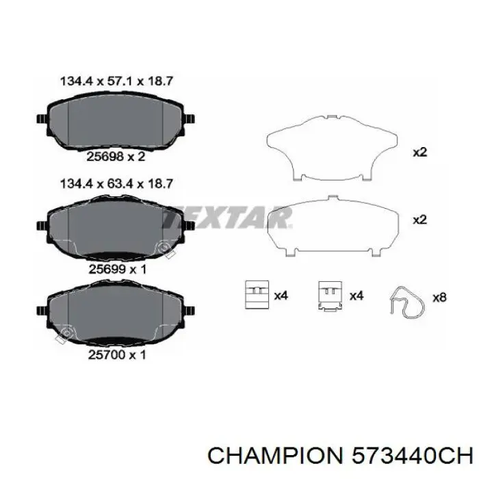 Колодки гальмівні передні, дискові 573440CH Champion