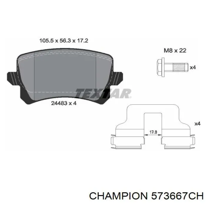 Задні гальмівні колодки Champion 573667CH ціна, від 19.64 USD