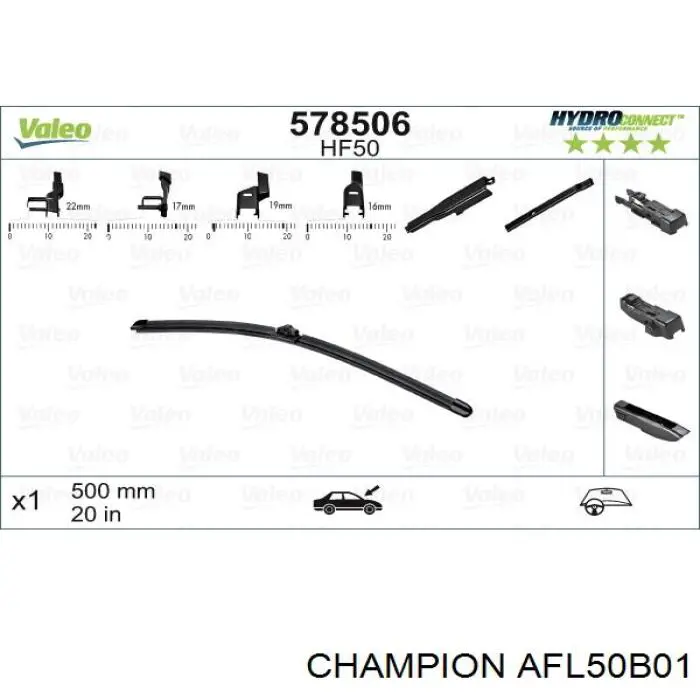 Купити 9XW358053201 HELLA Щітка-двірник лобового скла, пасажирська