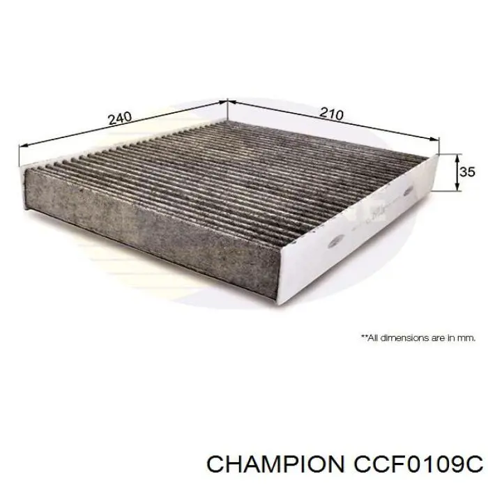 Купити CCF0109C Champion Фільтр салону вугільний