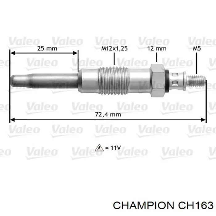 Свіча накалу Champion CH163 ціна, від 6.02 USD