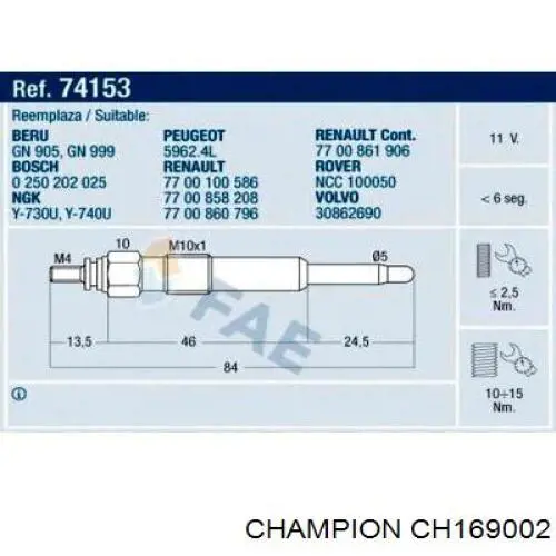 Свіча накалу Land Rover NCC100050L ціна, від 7.60 USD