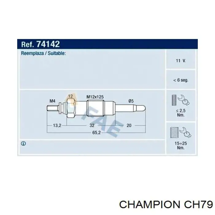 Свічка накалу CH79 Champion