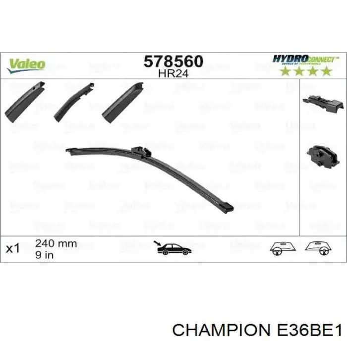 E36BE1 Champion Щітка склоочисника задня