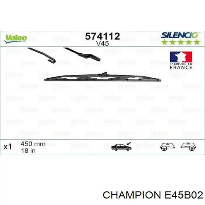 Щітки склоочисника E45B02 Champion