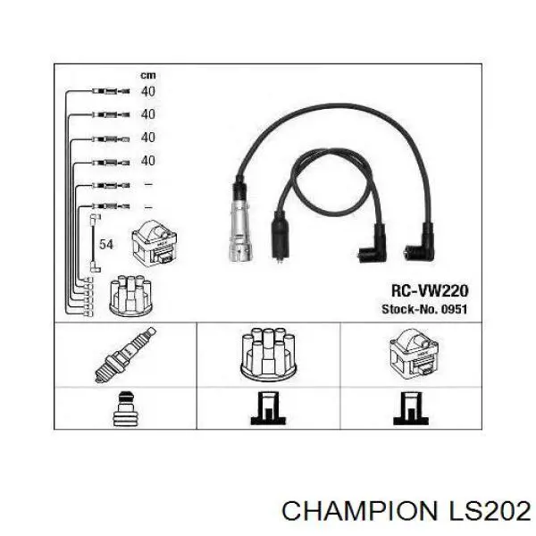 Дроти запалювання Champion LS202 ціна, від 28.40 USD