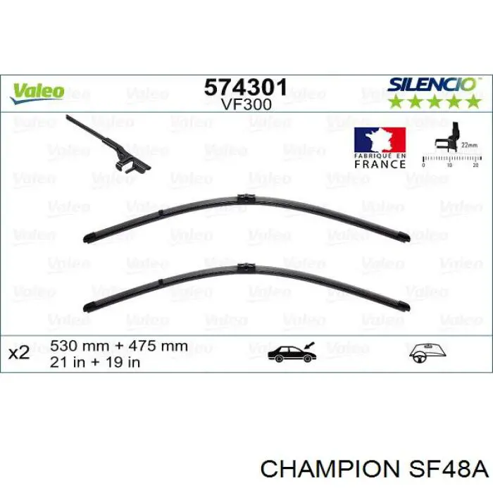 Щітка-двірник лобового скла, пасажирська Champion SF48A ціна, від 7.33 USD