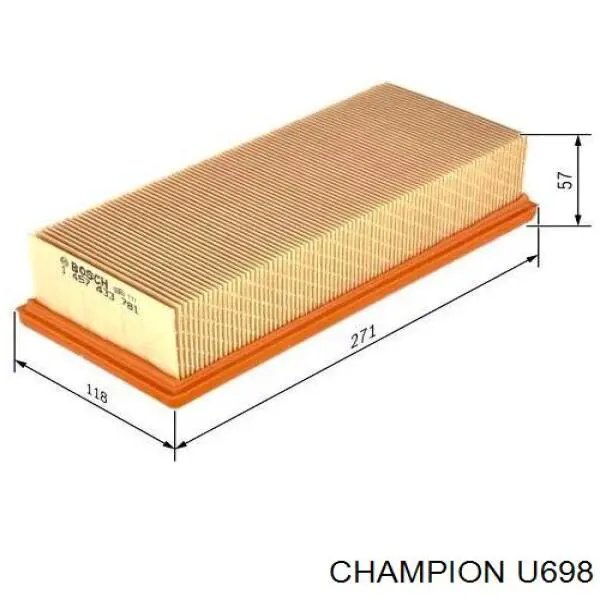 U698 Champion Повітряний фільтр двигуна
