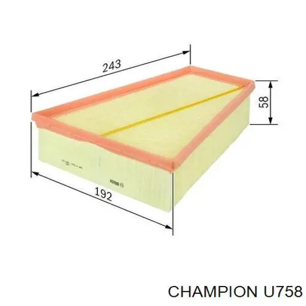 U758 Champion Повітряний фільтр двигуна