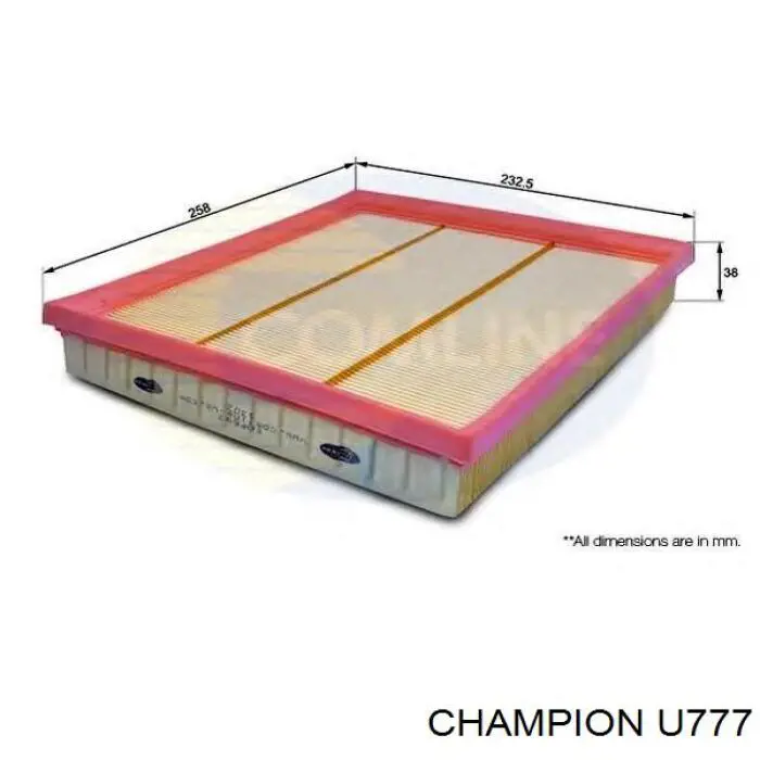 U777 Champion Повітряний фільтр двигуна
