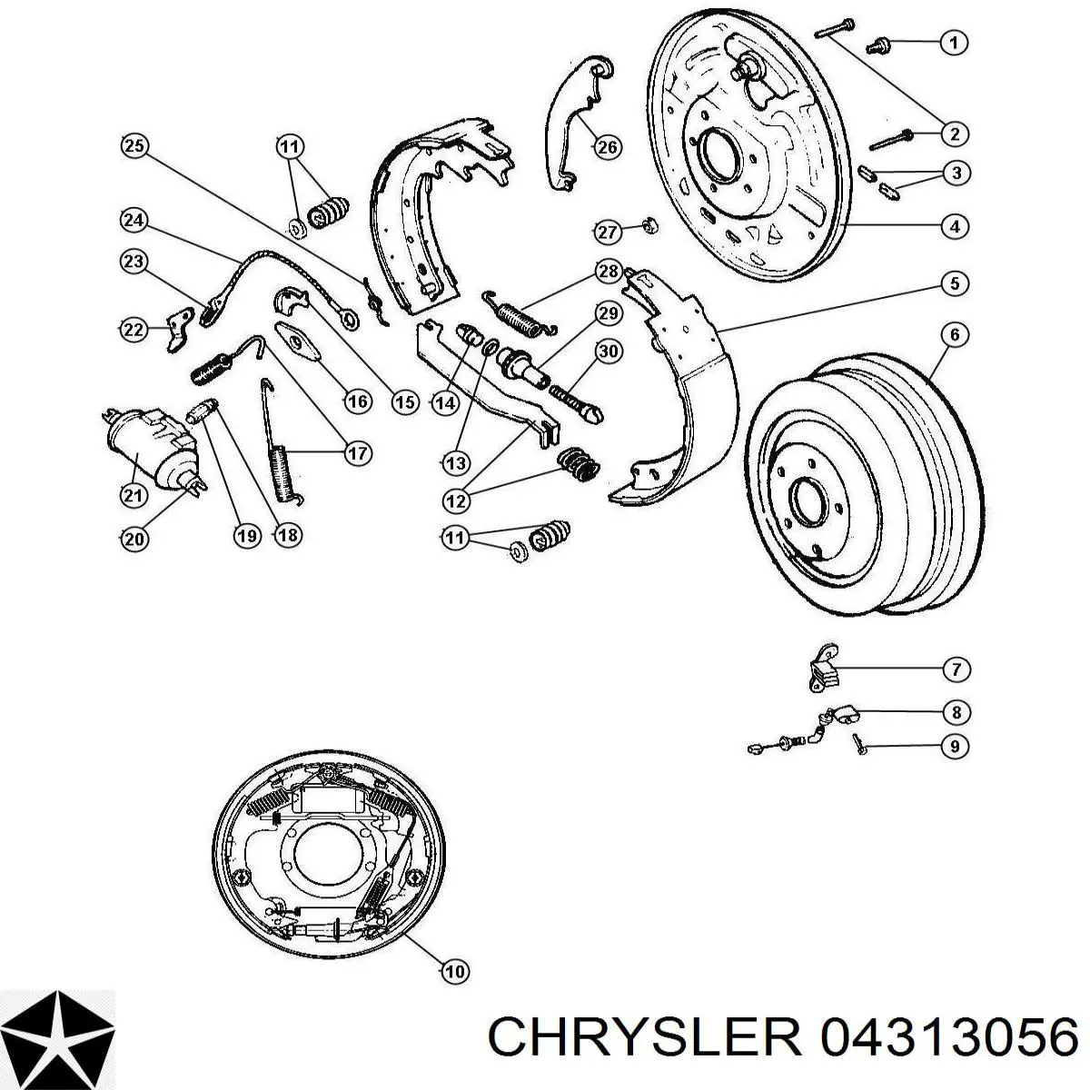 04313056 Chrysler циліндр гальмівний колісний/робітник, задній