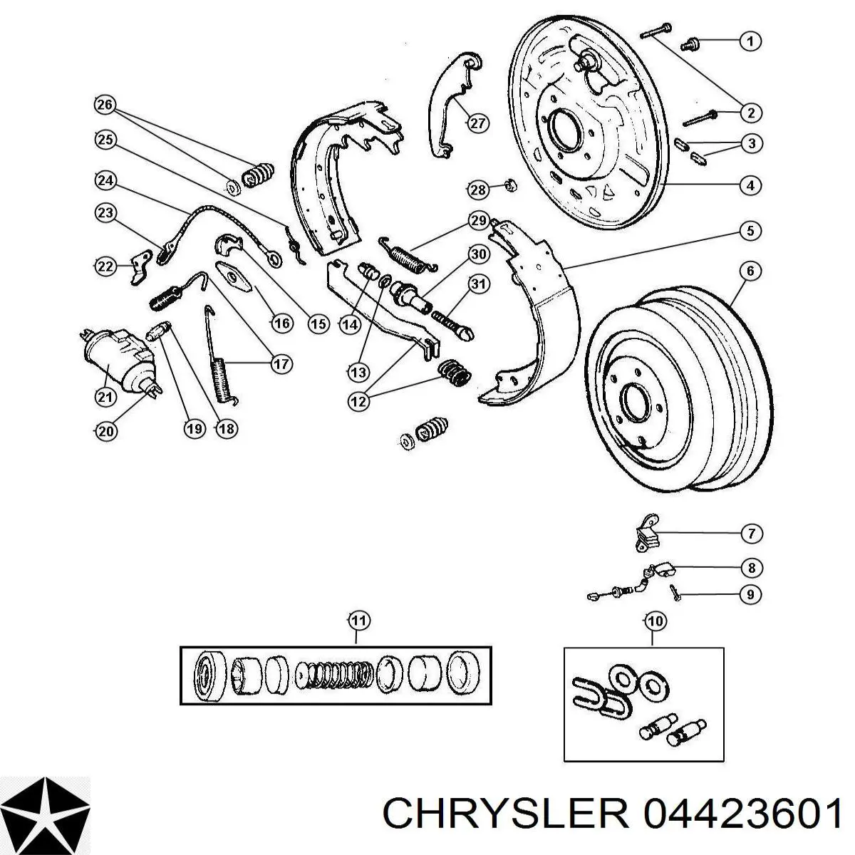 04423601 Chrysler циліндр гальмівний колісний/робітник, задній