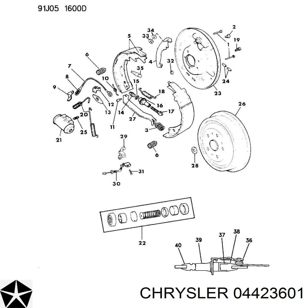 Купити 04423601 Chrysler Циліндр гальмівний колісний/робітник, задній