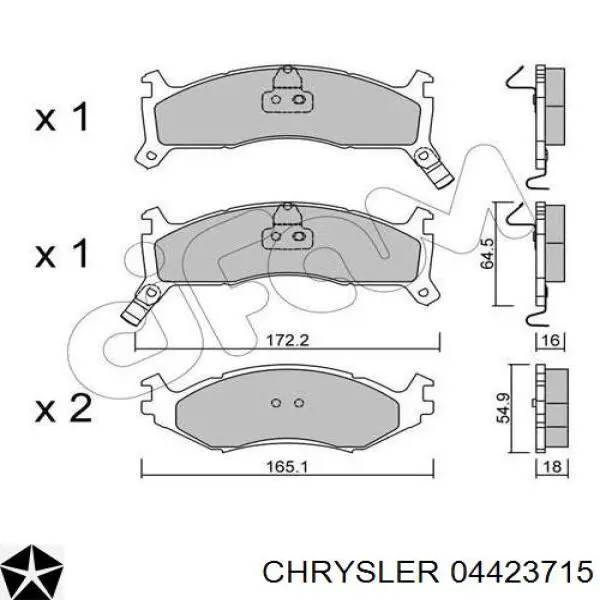 Колодки гальмівні передні, дискові 04423715 Chrysler