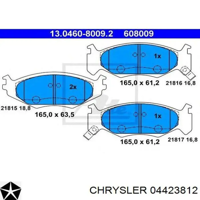 Гальмівні колодки Chrysler 04423812 ціна, від 32.44 USD