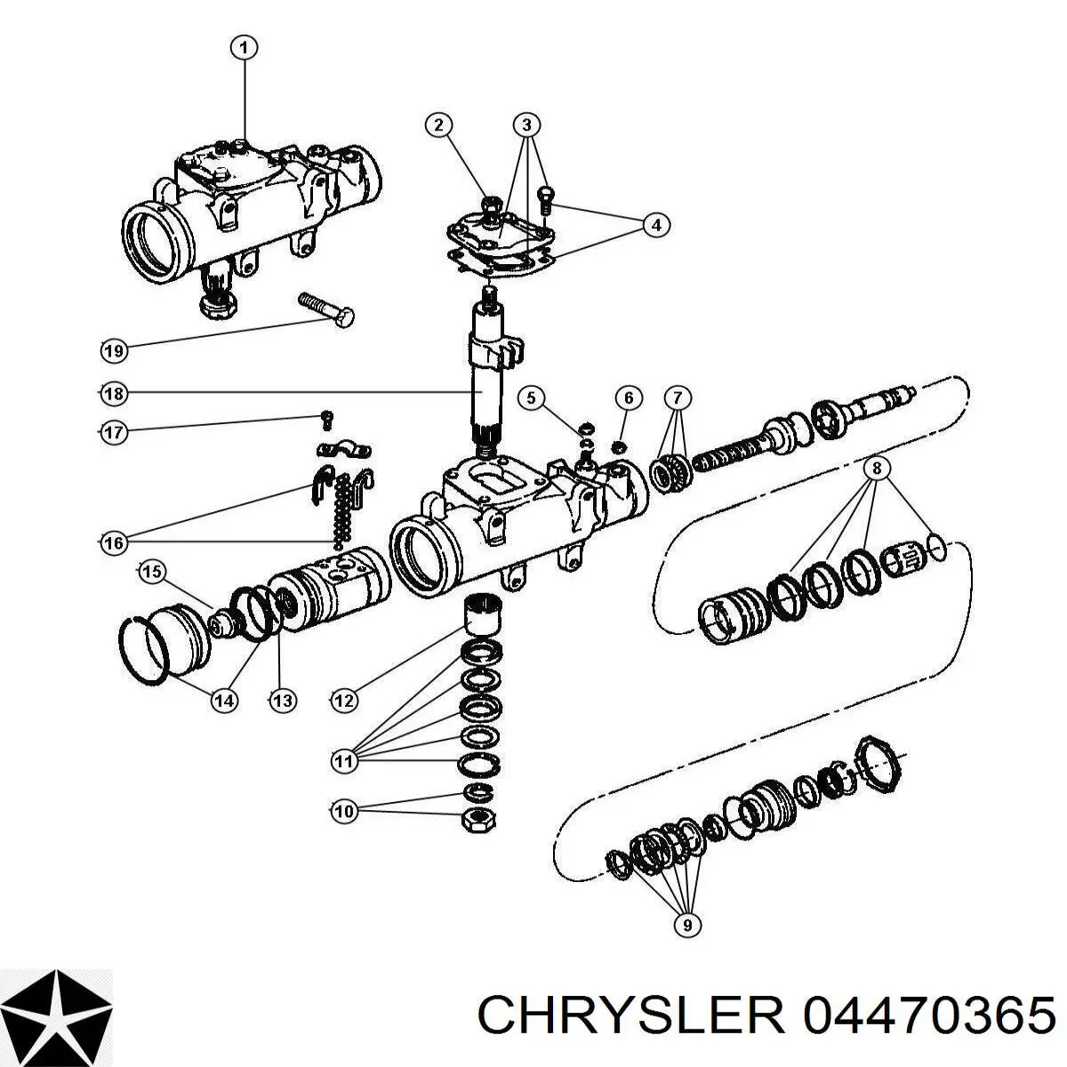 04470365 Chrysler сальник рульового механізму, ремкомплект