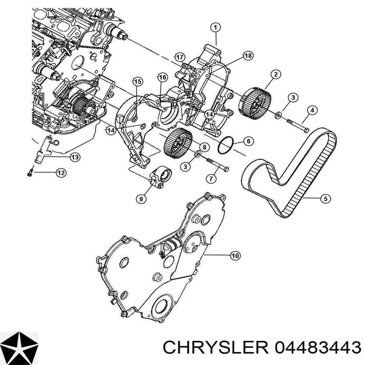4483443 Chrysler Прокладка передньої кришки двигуна