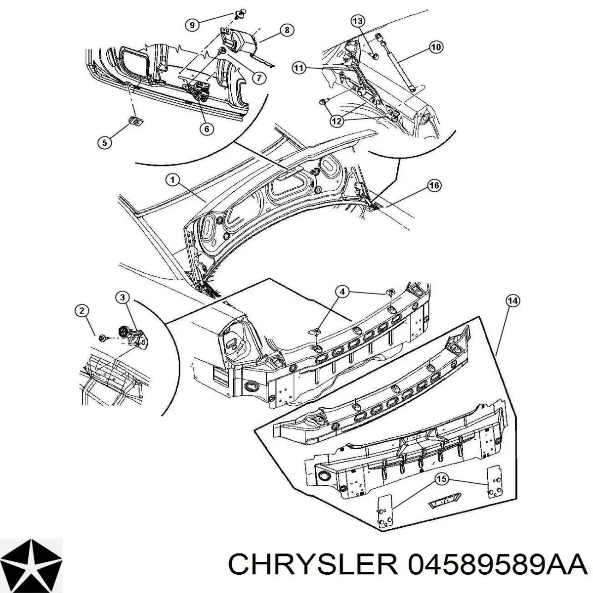 04589589AA Chrysler амортизатор кришки багажника/ двері 3/5-ї задньої