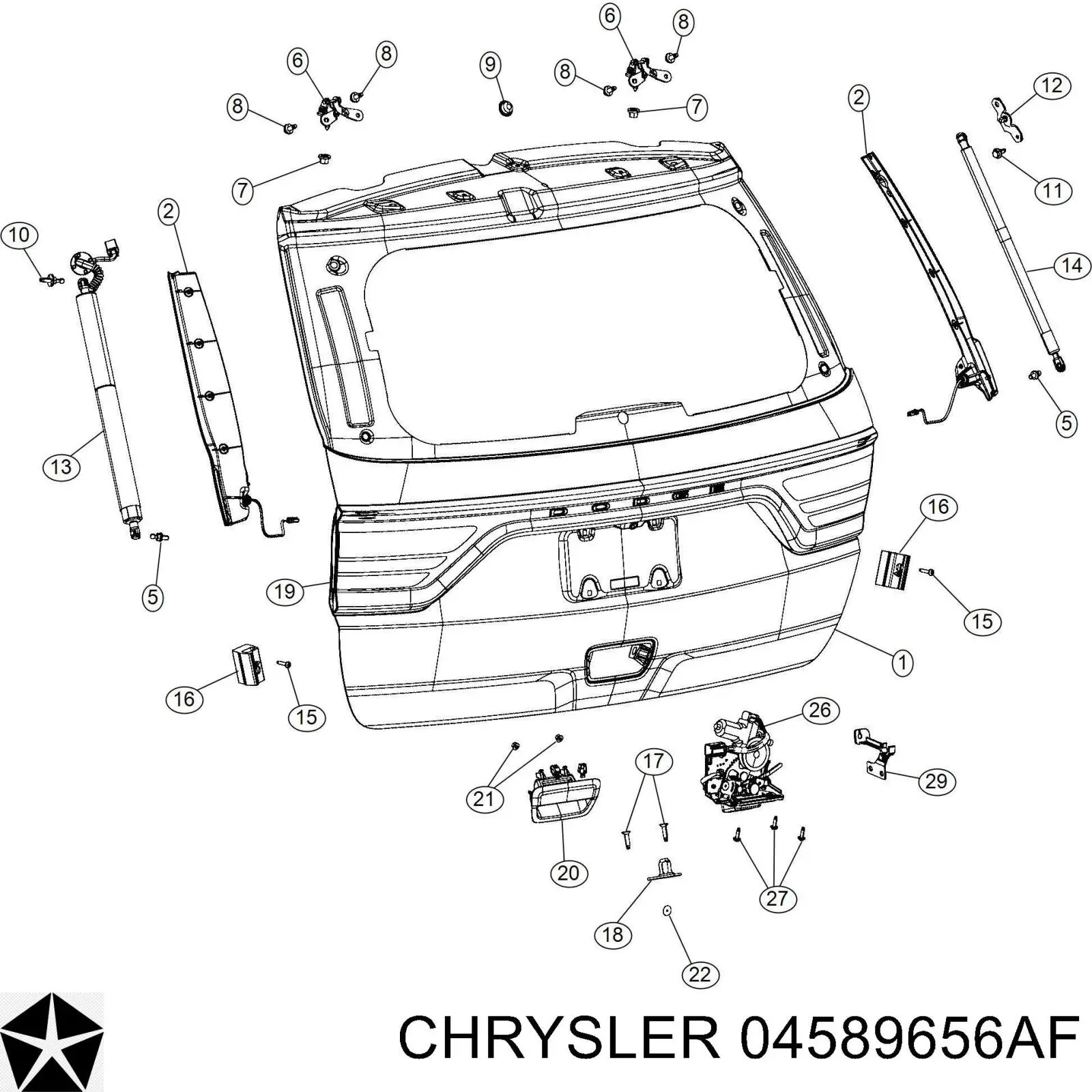 Замок кришки багажника/задньої 3/5-ї двері, задній Jeep Grand Cherokee 4 (WK) (Джип Гранд черокі)