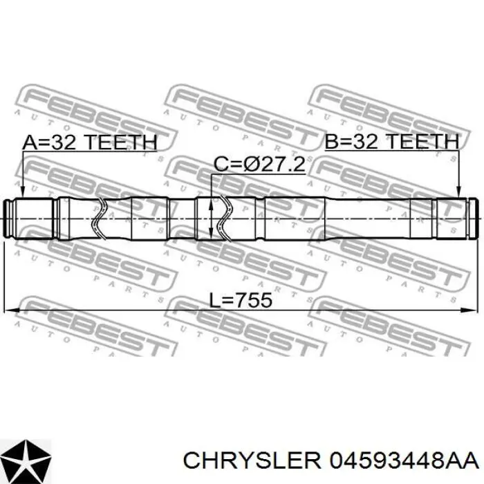 Купити 04593388AB Chrysler Піввісь права