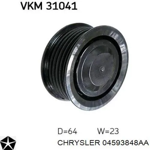 Купити 04593848AA Chrysler Ролик приводного ременя, паразитний