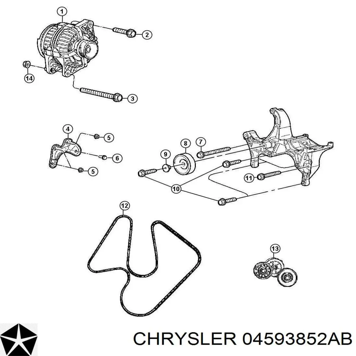 Ремінь генератора 04593852AB Chrysler