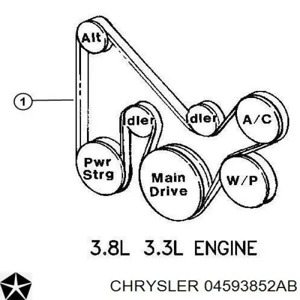 Купити 04593852AB Chrysler Ремінь генератора