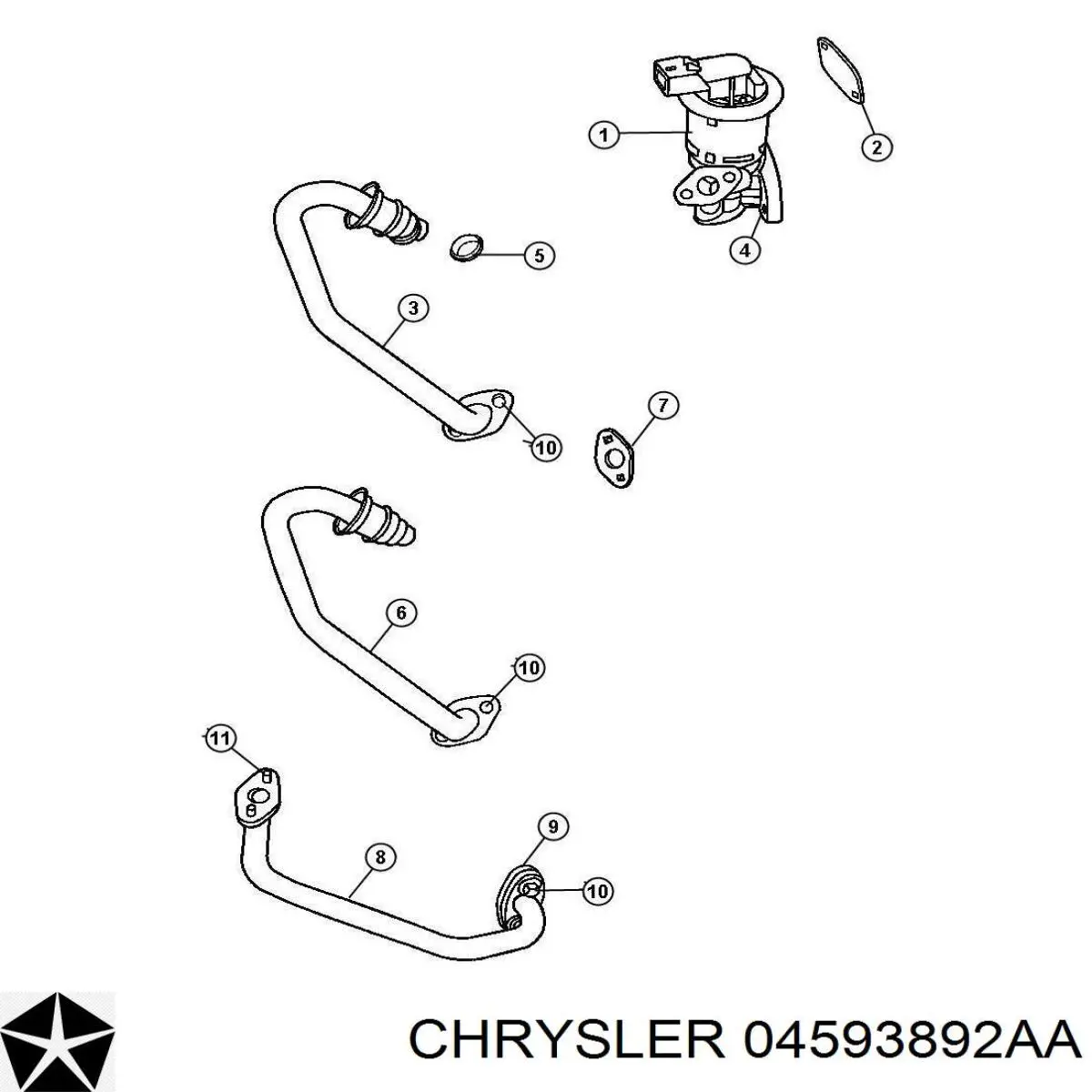 04593892AA Chrysler Клапан рециркуляції відпрацьованих газів EGR