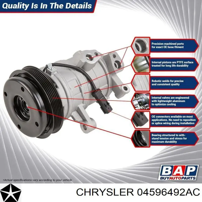 Компресор системи кондиціювання Chrysler 4596492AB ціна, від 294.40 USD