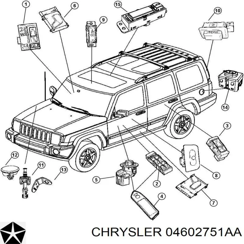 Кнопка приводу замка 3/5 дверей (ляди) / кришки багажника Chrysler 04602751AA ціна, від 3.81 USD