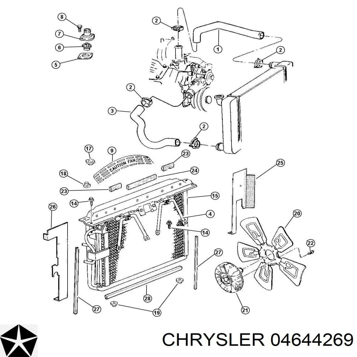 Купити 04644269 Chrysler Радіатор двигуна