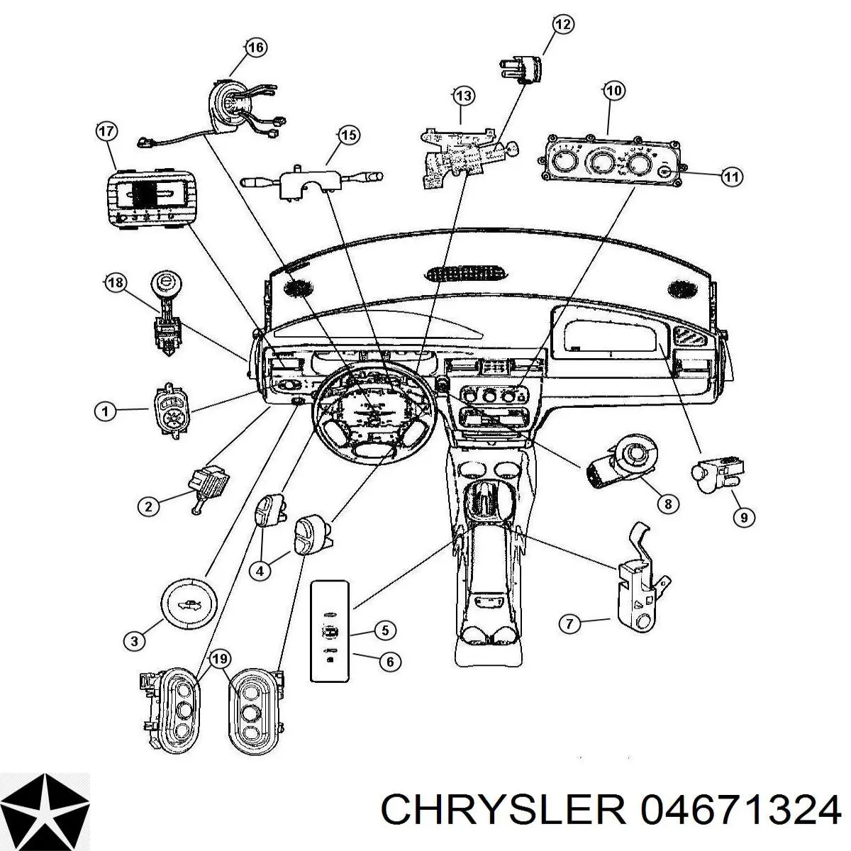 Корпус замка запалювання Chrysler 04671324 ціна, від 24.55 USD
