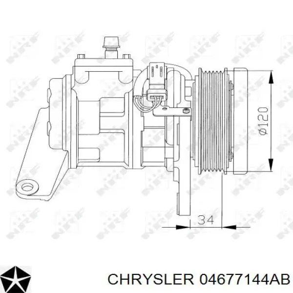 Компресор кондиціонера 04677144AB Chrysler