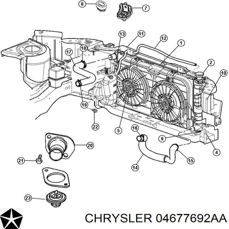 04677692AA Chrysler радіатор охолодження двигуна