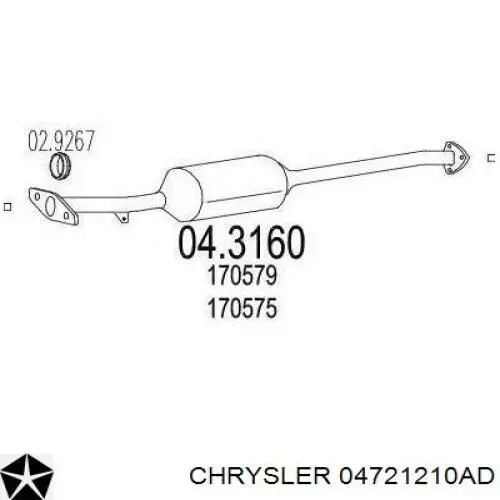 04721210AD Chrysler Каталітичний нейтралізатор відпрацьованих газів